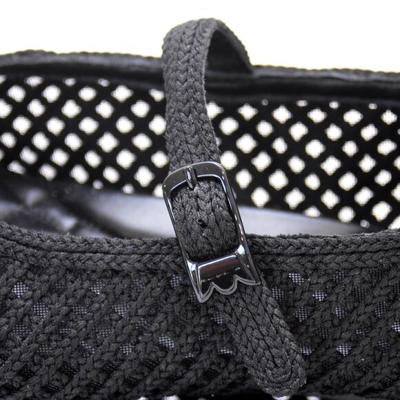 Birdies Black Mary Jane Flats -Hummingbird- Braided Mesh Shoes Size 10M - Picture 10 of 13